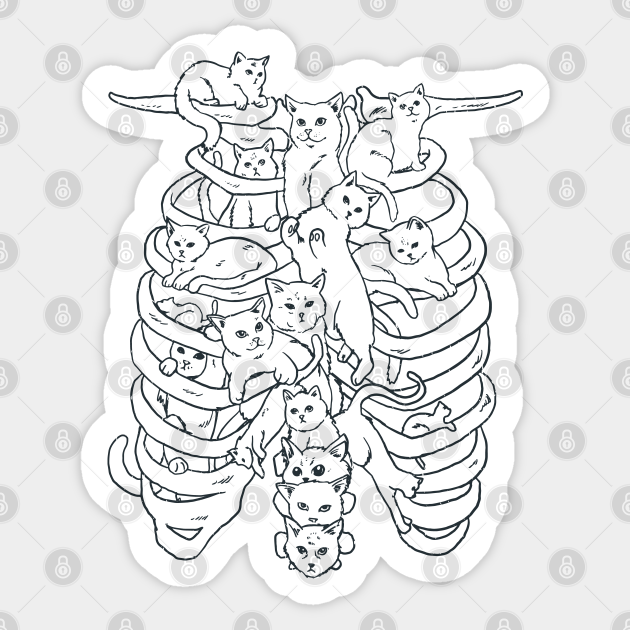 Cats In Rib Cage Cats Sticker TeePublic